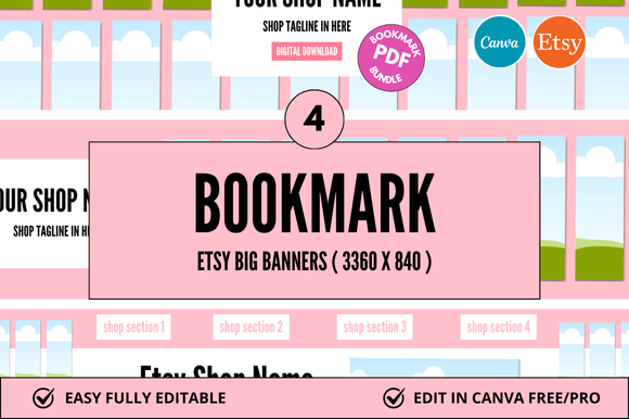 Bookmark Etsy Banner Canva Mockup: Elevate Your Shop