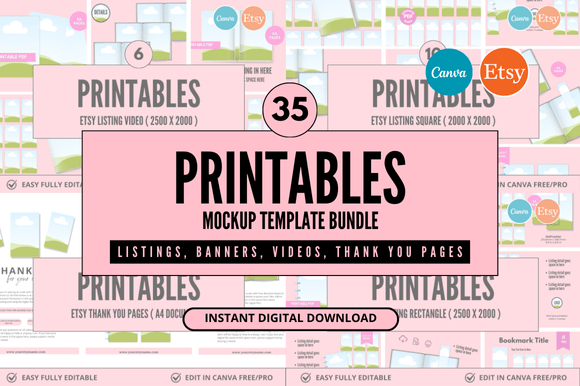 Streamline Your Etsy Shop with 35 Canva Mockup Templates