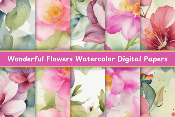 Wonderful Flowers Watercolor Patterns for Creative Projects